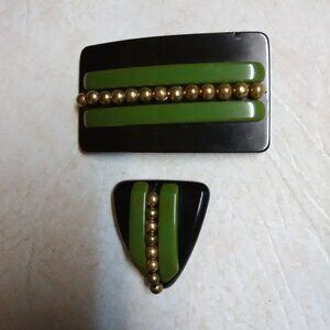 matching bakelite dress clip and belt buckle